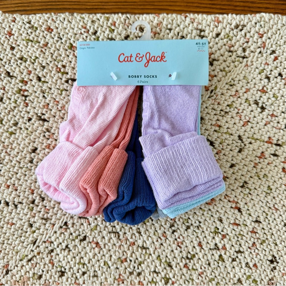 Cat & Jack Multicolor Kids Bobby Socks 6-Pack -  4T - 5T